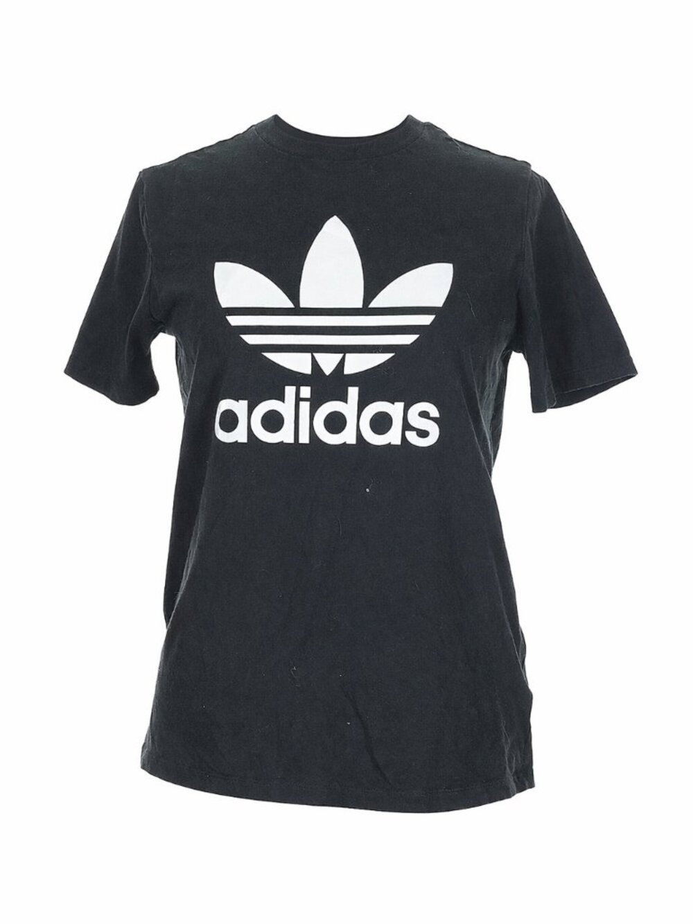 Adidas Black White Logo Short Sleeve Crew Neck T-Shirt L